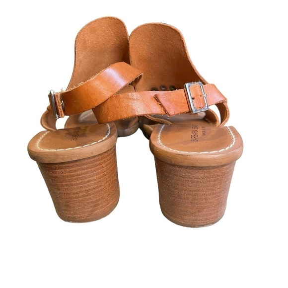 Barbara Barbieri Brown Leather Slingback Sandal Block Heel studs Size 9 - Picture 3 of 9